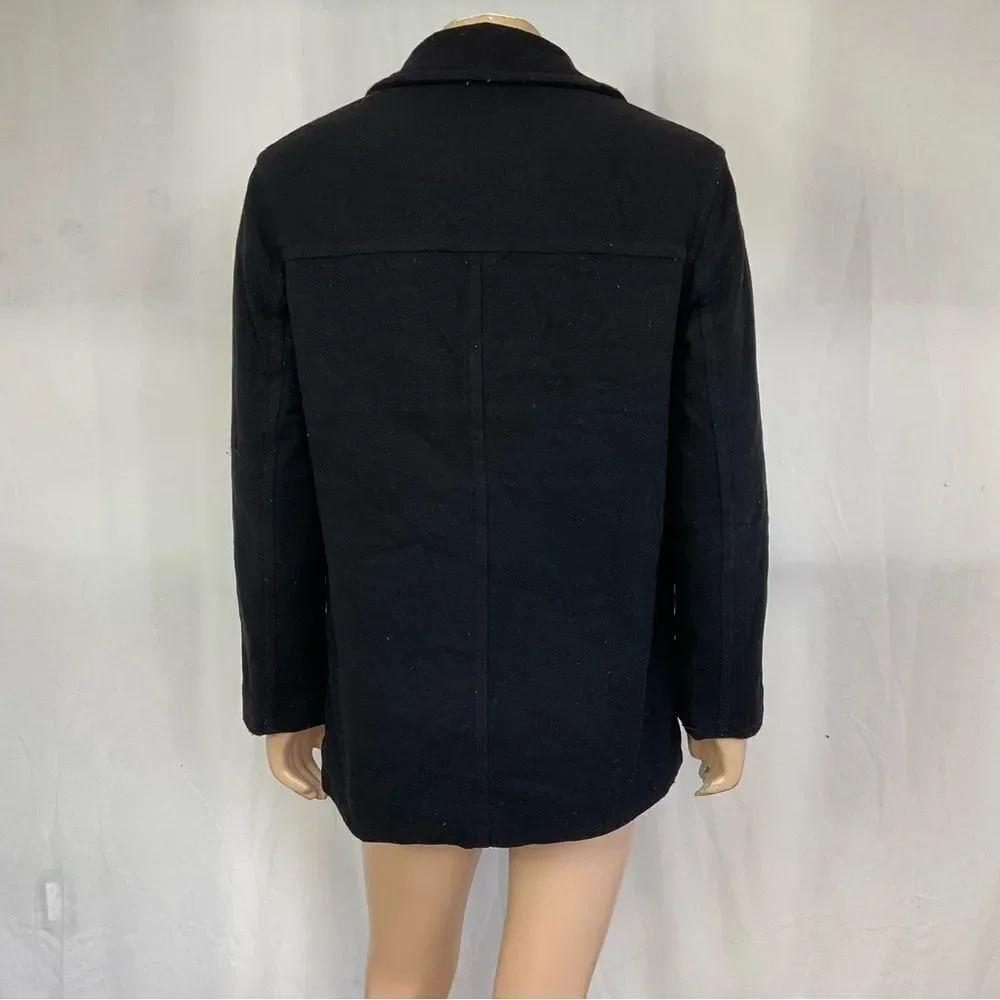 J.Crew Black Stretch Wool Felt Collared Button Up Blazer Jacket 50567 Size Small
